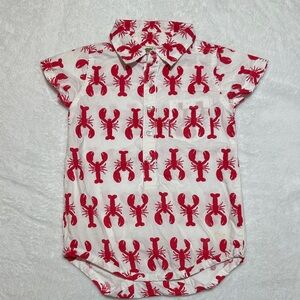 NWOT Monica+Andy crawfish/Lobster Print Peter Pan collar bubble onesie 12/18mo
